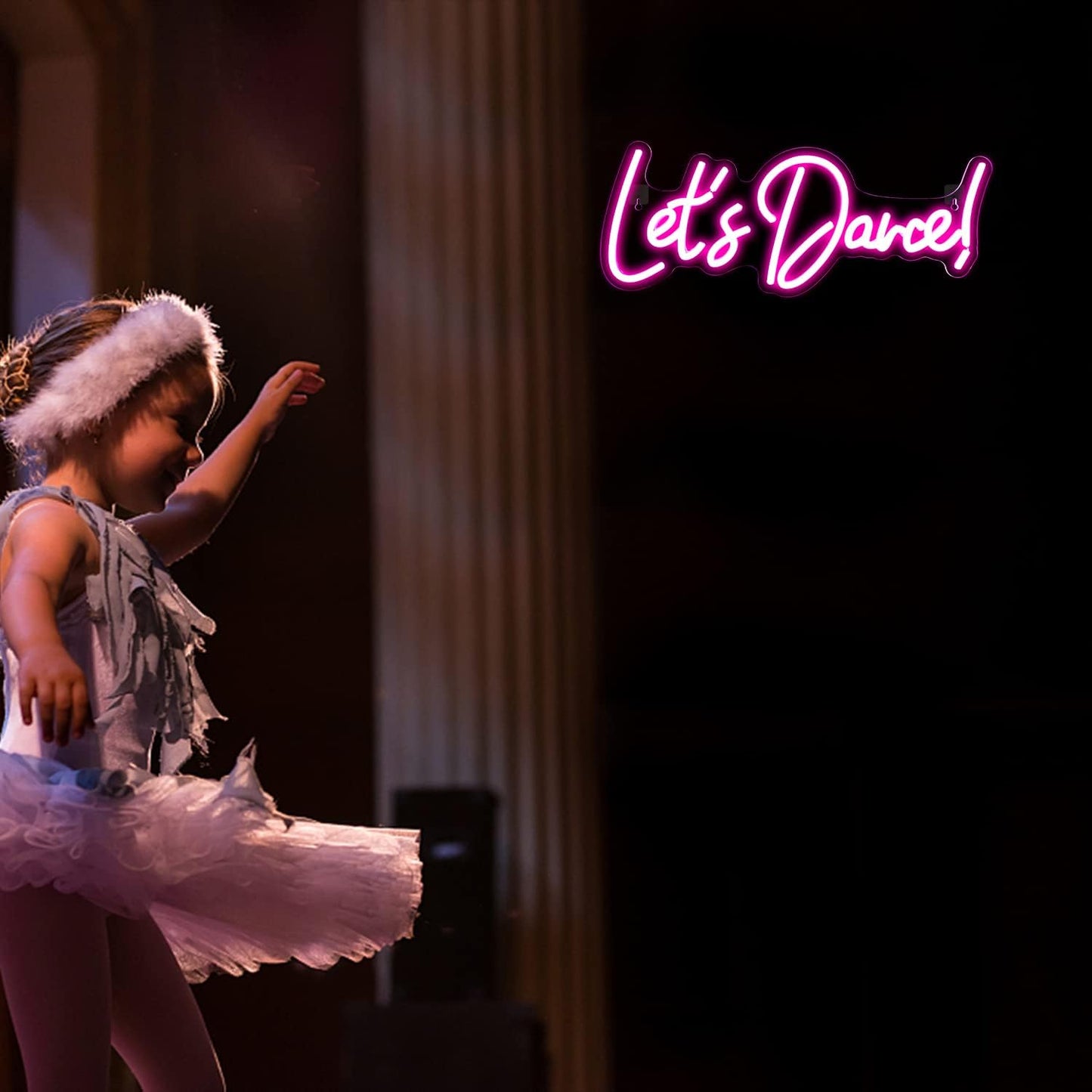 Wanxing Let's Danced Neon Signs Let's Dance Neon Light Up Sign Pink Led Word Light Sign Neon Sign Wedding for Dancing Party,Bar Accessories,Valentines' Day,Birthday Party