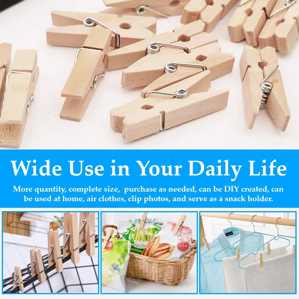 OBTANIM 100 Pack Wooden Clothespins 4 Inch Heavy Duty Clothes Clips for Hanging Clothes Art, Crafts, Photo Outdoor Pictures Displays