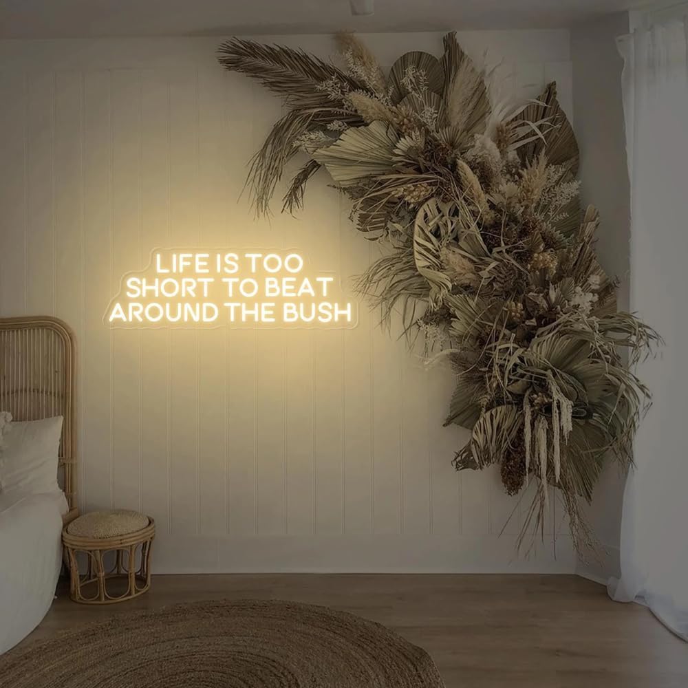 Life is Too Short to Beat Around the Bush Neon Sign,Wax Specialist Wall Sign,Esthetics Salon Suite Decor, Waxing Studio Sign,Clinic Sign Size:17inches