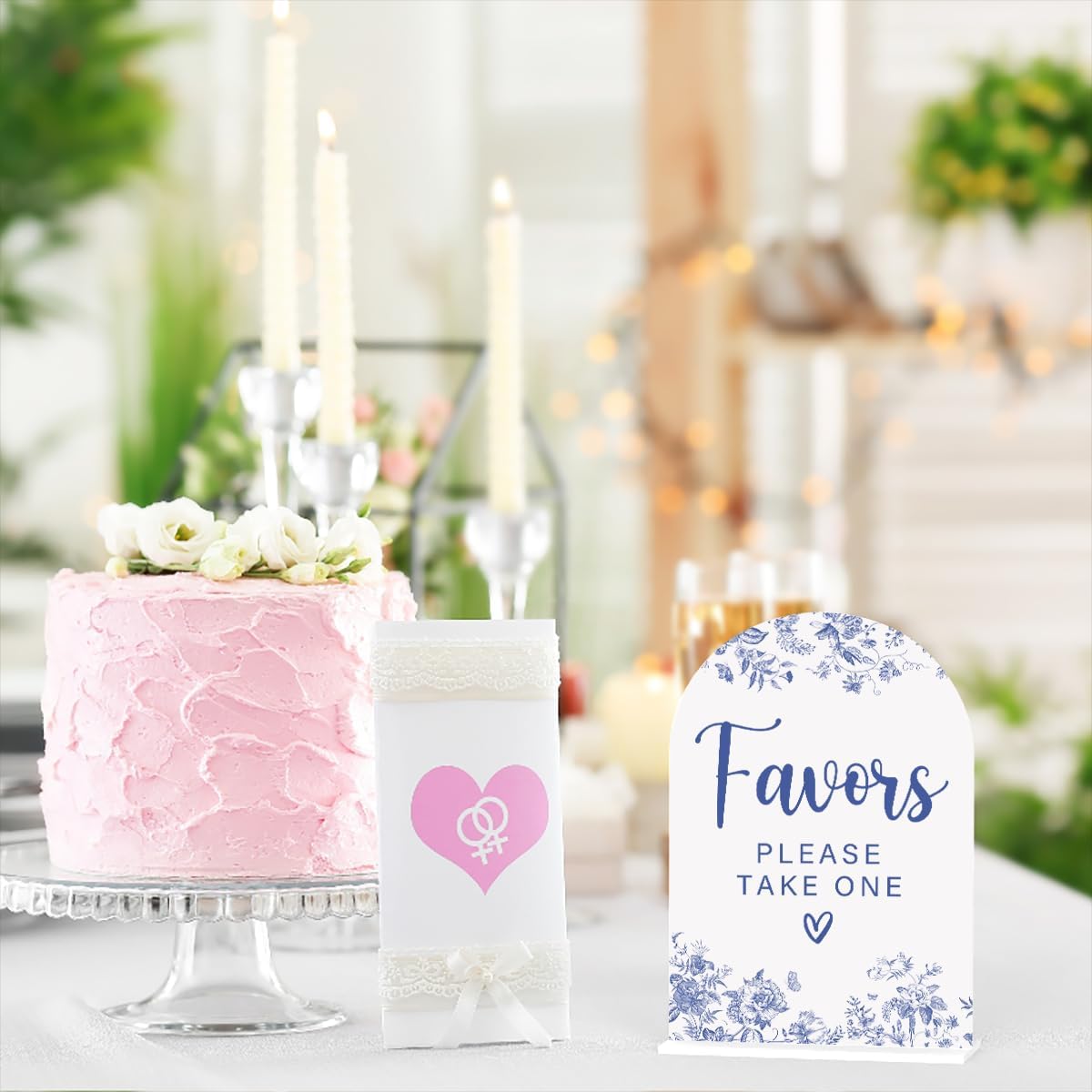 Acrylic Wedding Signs, Dusty Blue Wedding Decor, Blue Weddings Decor, Modern Calligraphy Arch Acrylic Table Top Sign for Weddings Parties Dinners - Favors Please Take One (White)