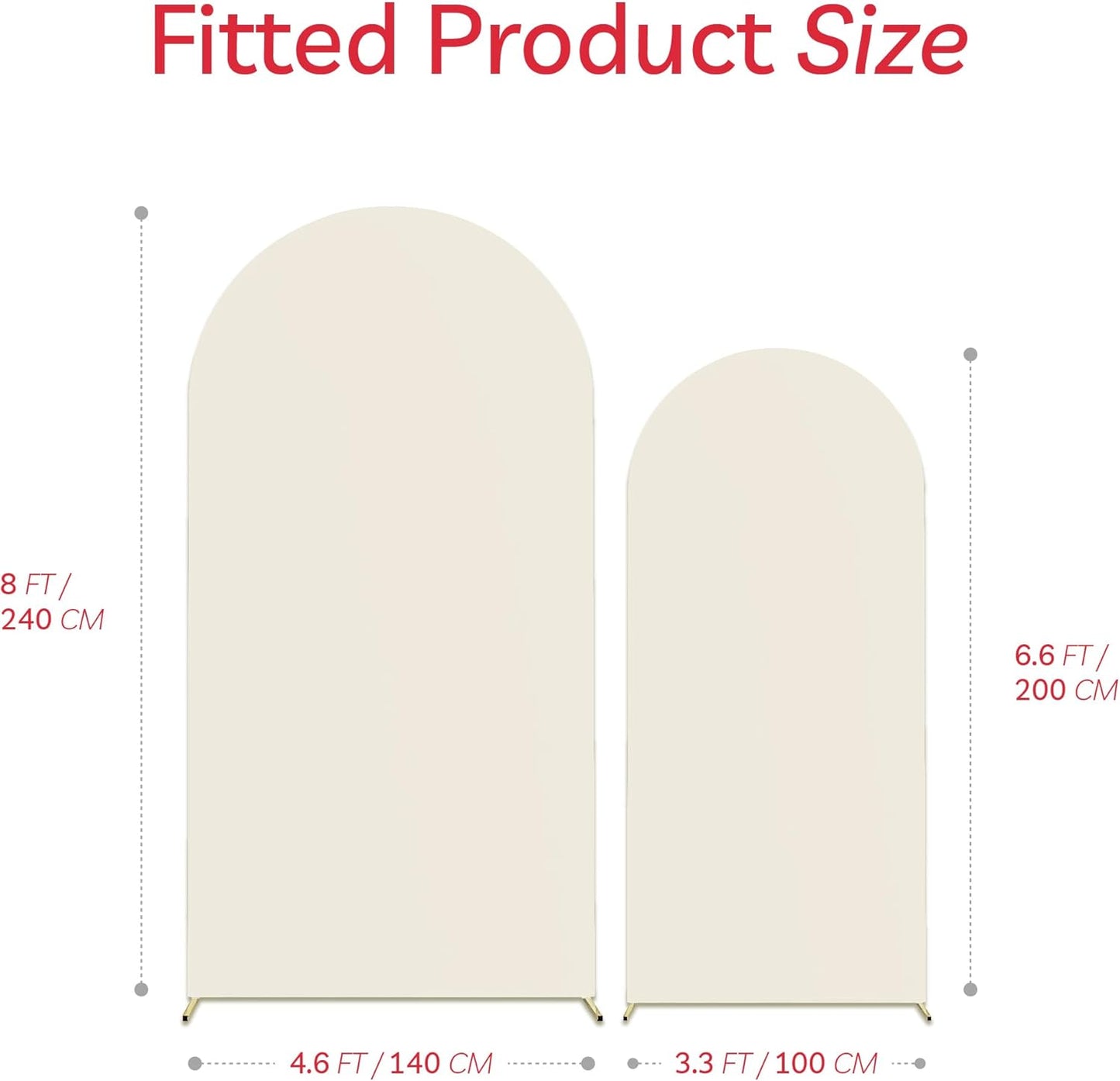 Set of 2 Arch Backdrop Cover Beige High Elastic Wrinkle-Resistant Arch Cover Spandex Fabric Thick Opaque Round Top Chiara Backdrop for Weddings Birthday Baby Shower Garden 6.6FT, 8FT