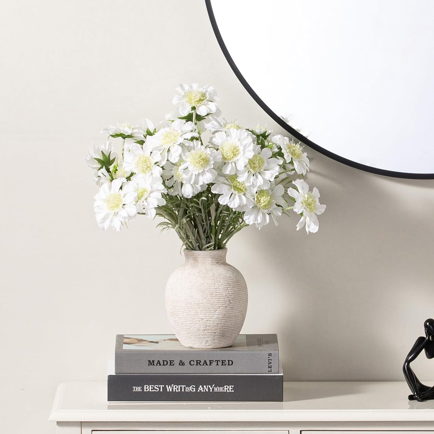 Ceramic Flower Vase Home Decor - Small Farmhouse Table Vases Rustic Vintage Living Room Kitchen Bedroom Decorations for House Book Shelf Office Coffee Desk Dining Fireplace (6" Rustic)