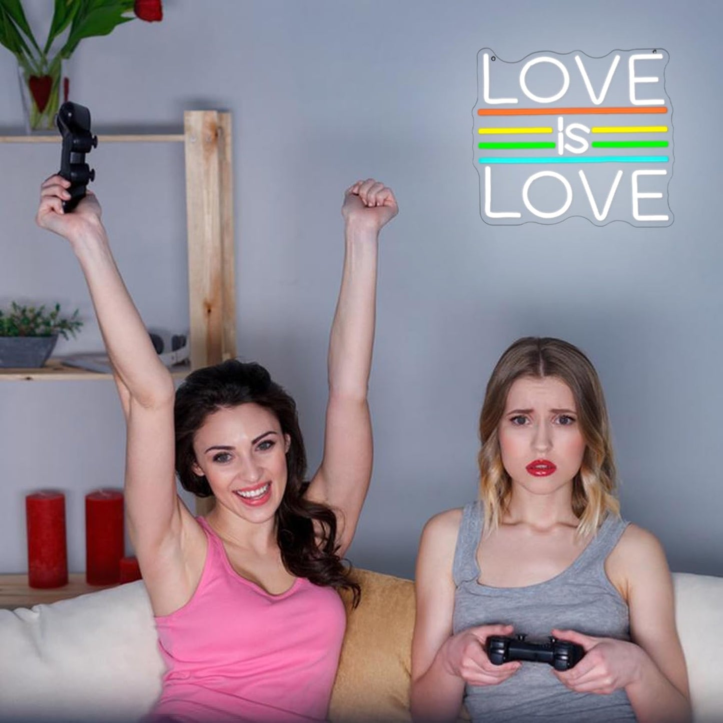 Love Is Love Neon Sign for Wall Decor Wedding Neon Light Pride Rainbow LED Neon Sign Colorful Led Neon Light for Bedroom Man Cave Gay Bar Decoration