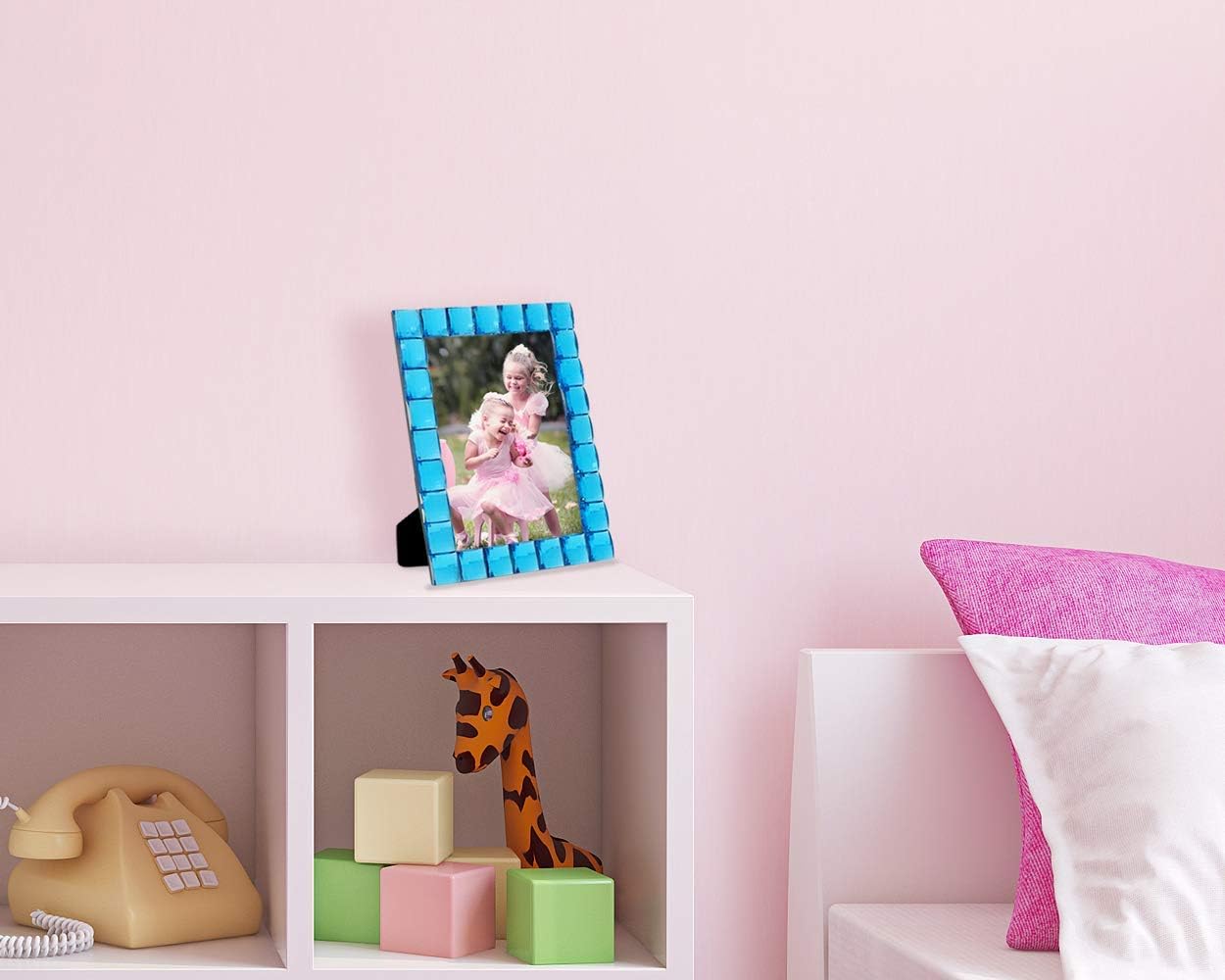 Isaac Jacobs Decorative Sparkling Turquoise Jewel Picture Frame, Photo Display & Home Décor (5x7, Turquoise)