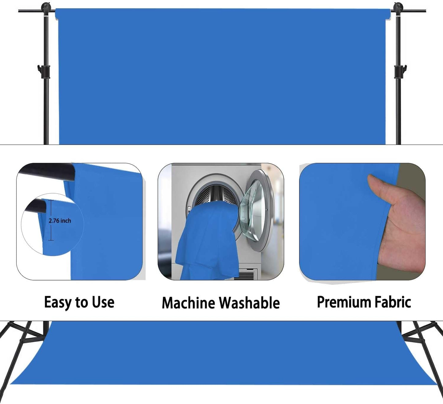 Royal Blue Backdrop, Photo Booth Portrait Photography Backdrops, Studio Blue Screen Backdrop for Photoshoot Streaming Video Shooting, Photo Backdrop 6x9ft