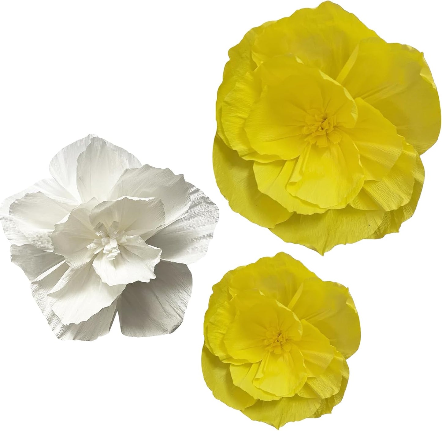 BRT Bearingshui Crepe Paper Flowers Decoration for Wall Total 9 Pcs, Artificial Flowers Backdrop for Wedding Decor Baby Bridal Shower Birthday Party, Yellow White 3D Wall Flowers Decor