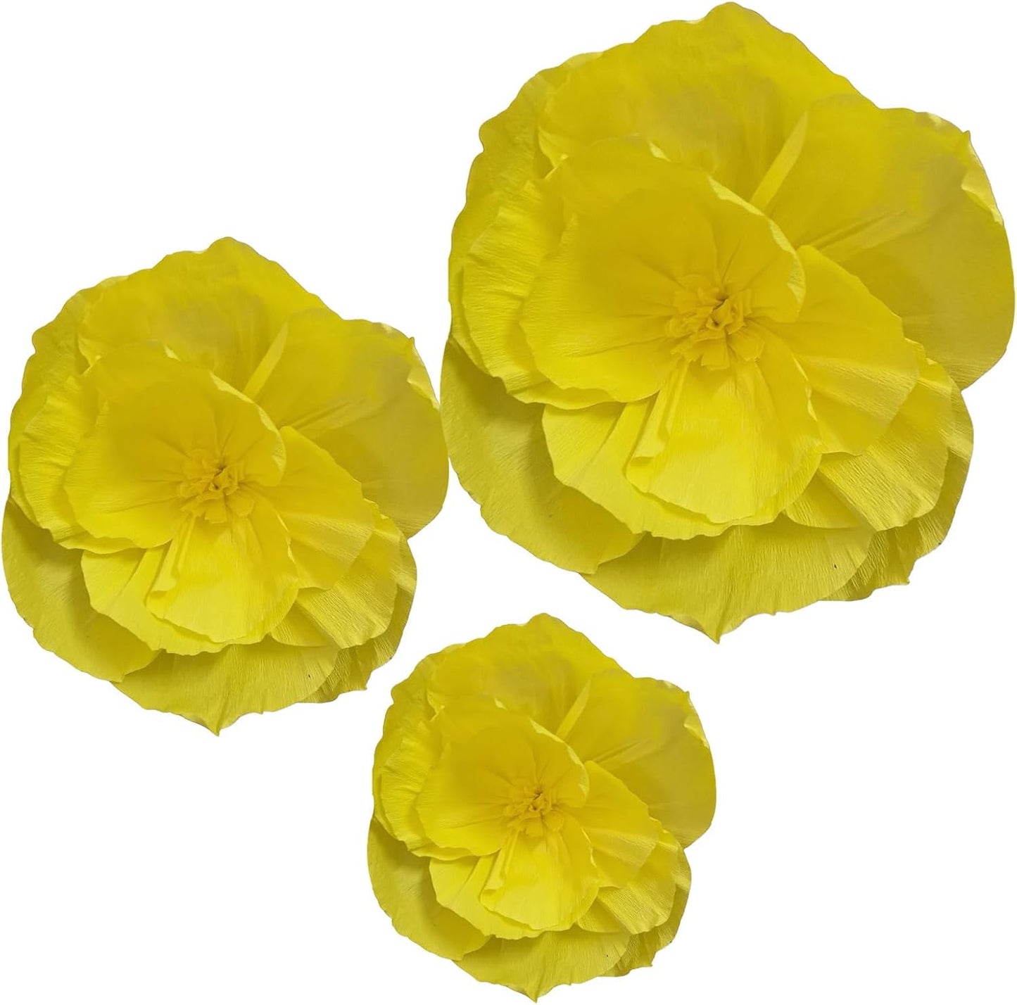 BRT Bearingshui Crepe Paper Flowers Decoration for Wall Total 9 Pcs, Artificial Flowers Backdrop for Wedding Decor Baby Bridal Shower Birthday Party, Yellow 3D Wall Flowers Decor