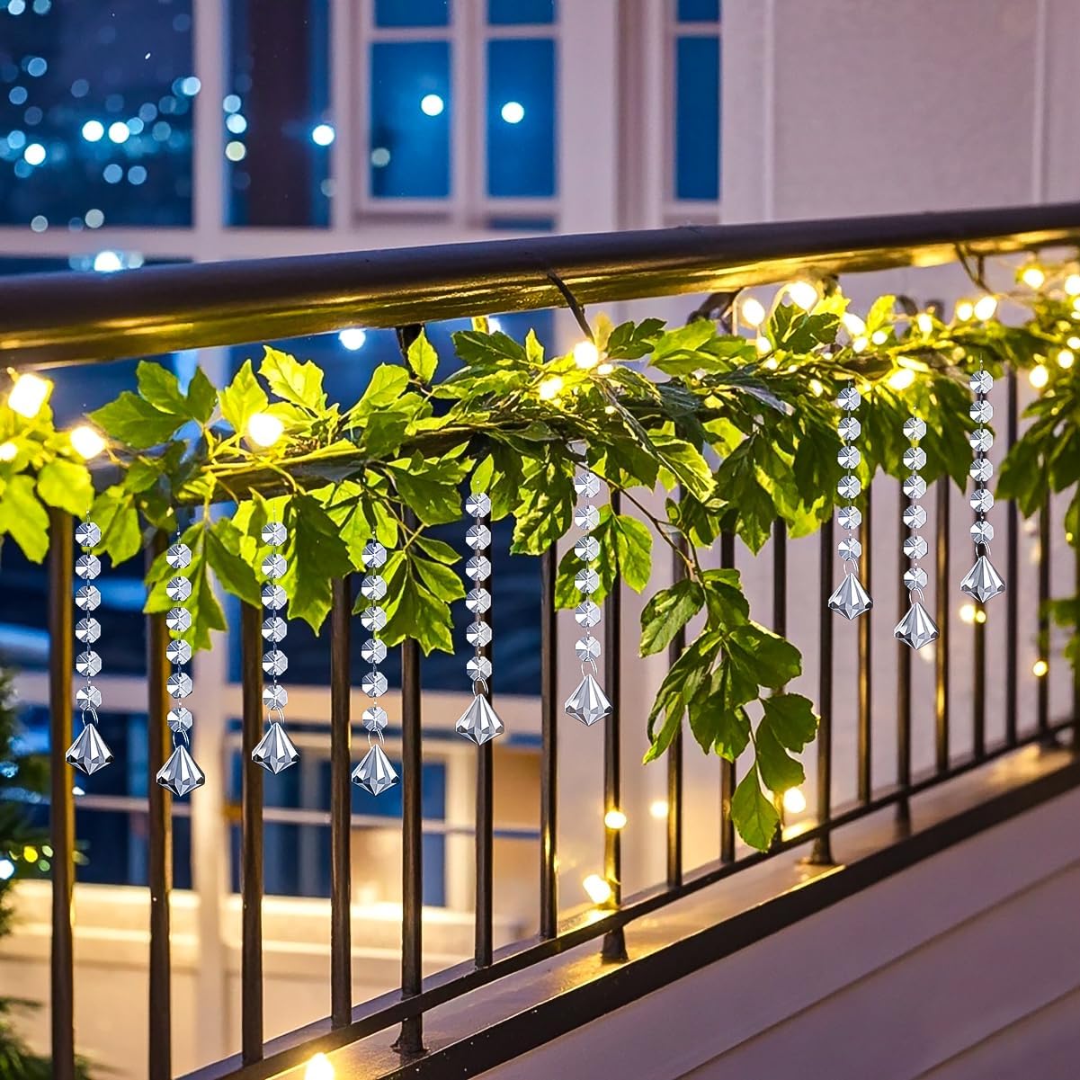 50 Pack Hanging Crystals - Clear Acrylic Prisms Pendant Ornaments for Christmas Tree, Centerpieces, Chandelier, Window & Home Decor, Ideal for Weddings, Parties Decorations (Diamond)