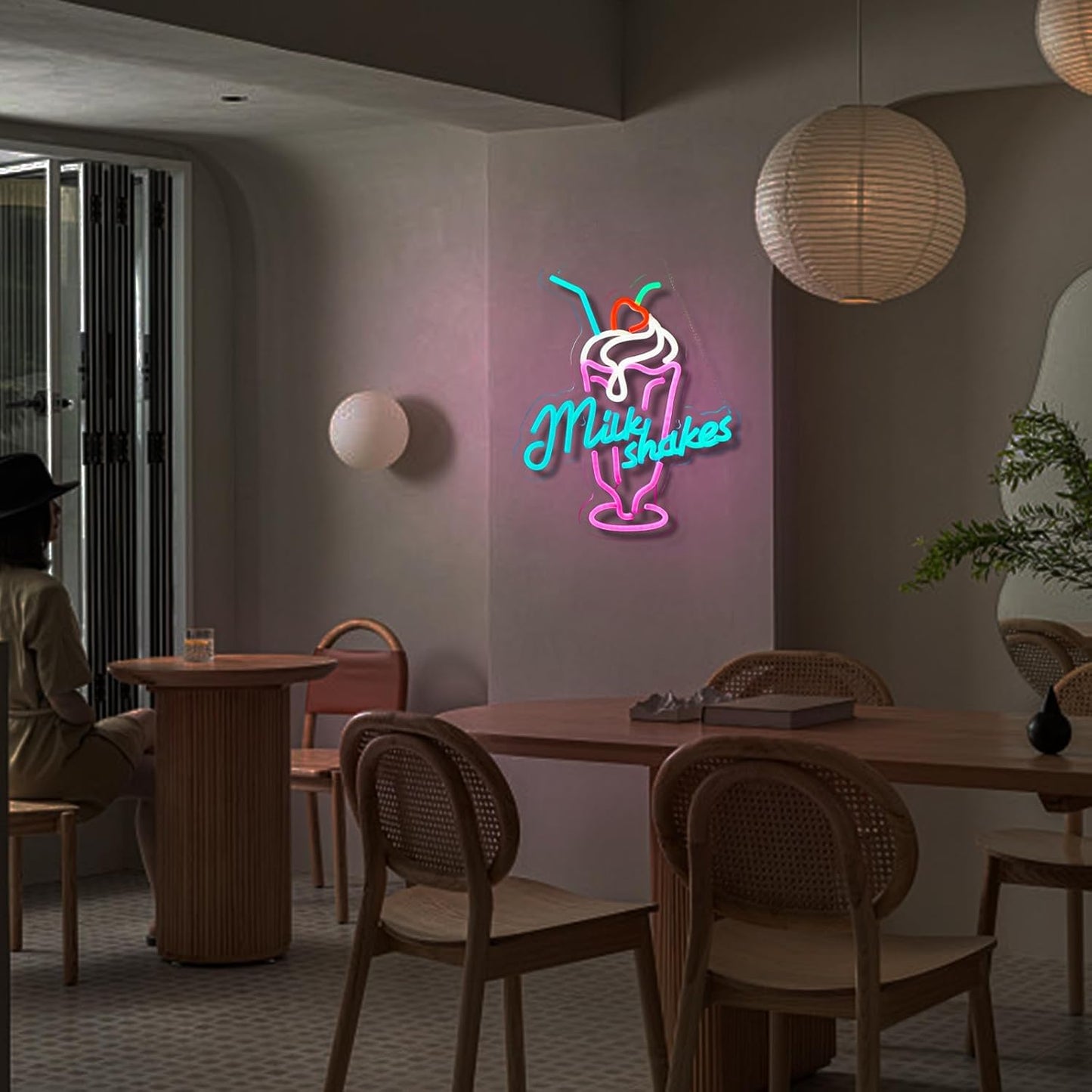 Milk Shakes Neon Signs Ice Cream Neon Light Milk Tea LED Neon Light Milk USB Powered Dimmable(12.6x14.8 Inch)