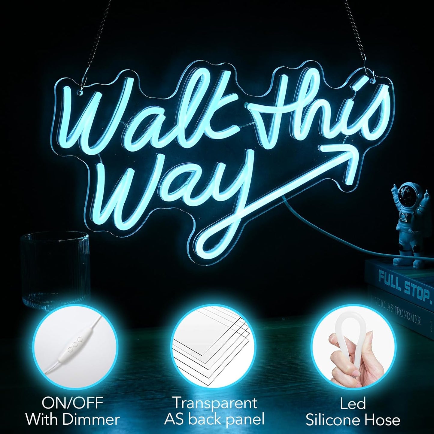 Walk This Way Neon Sign, Arrow Direction Neon Light, Neon Sign For Wall Decor, Art Led Light for Resturant Signage Home Welcome Sign Bedroom Bar Hotel Shop Party (16.7 x 9.4 in)