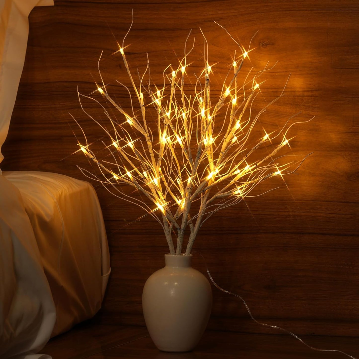 Lighted Artificial Birch Branch Tree Fairy Lights Holiday Decor,3PK 19.7in 48 LED;USB Powered,Warm White Branch with Lights for Christmas Holiday Wedding Party Decoration,Timer