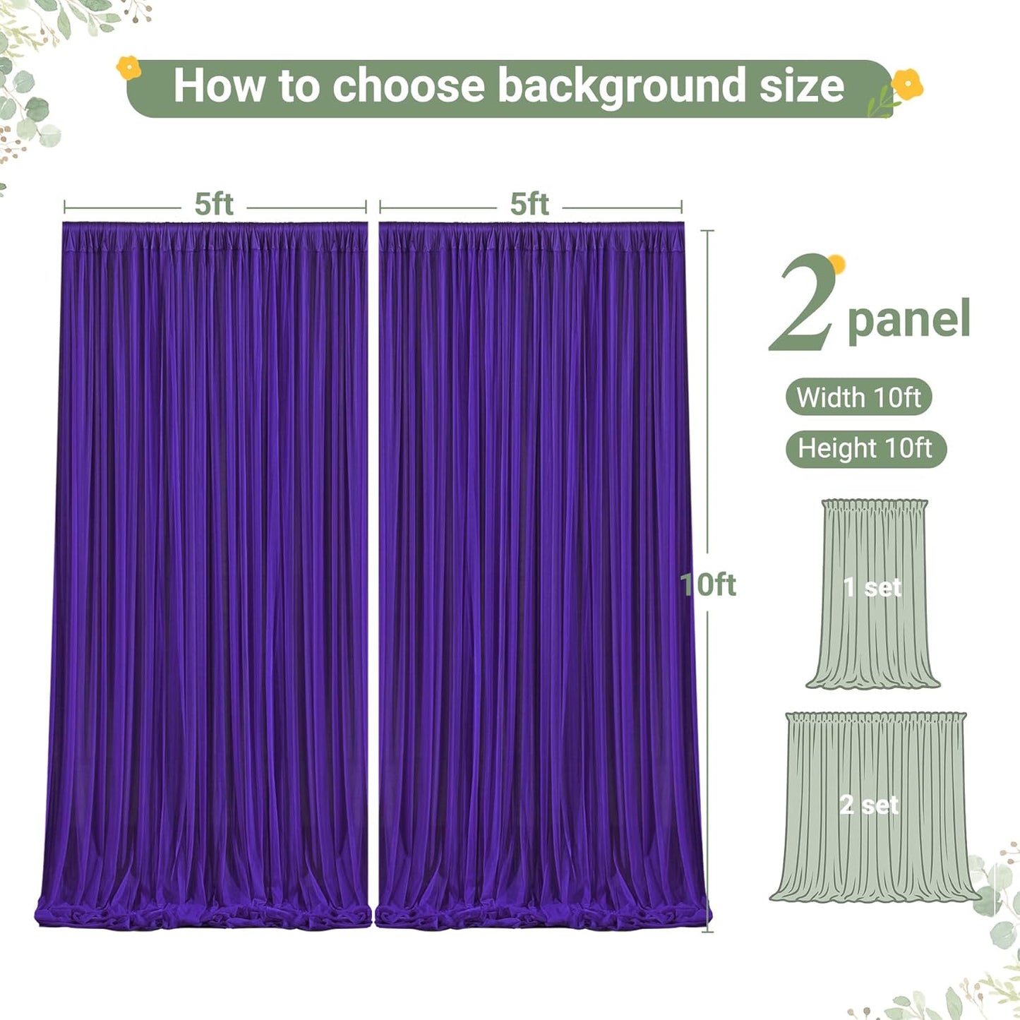 Purple Tulle Backdrop Curtain for Parties Wedding,10ft x 10ft Wrinkle Free Curtain Backdrop,2 Layer Drapes for Backdrop,Polyester Wedding Back Drop for Bridal Shower Birthday Baby Shower Photography