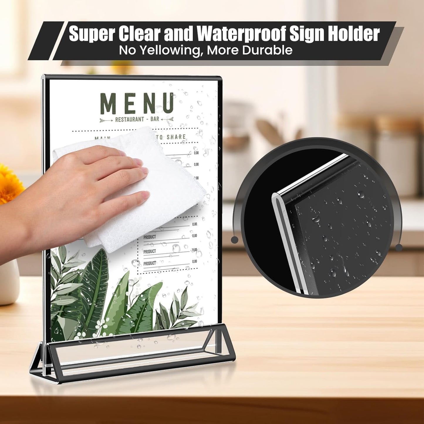 15 Pack Acrylic Sign Holder 5x7, Wedding Black Frame Table Number Holders Vertical, Clear Picture Frames Flyer Stands Tables Menu Holder, Double Photo Paper Display Holder for Party, Home, Office