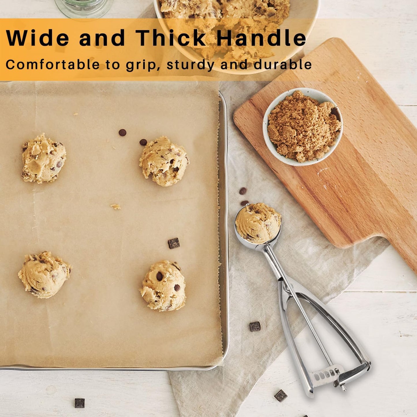 Cookie Scoop 3 Tbsp, Size #20, 3 Tablespoon Cookie Scoop for Baking, Ice Cream Scoop With Trigger, 18/8 Stainless Steel, For Cookies, Cupcake, Muffin, Ice Cream, Meatball