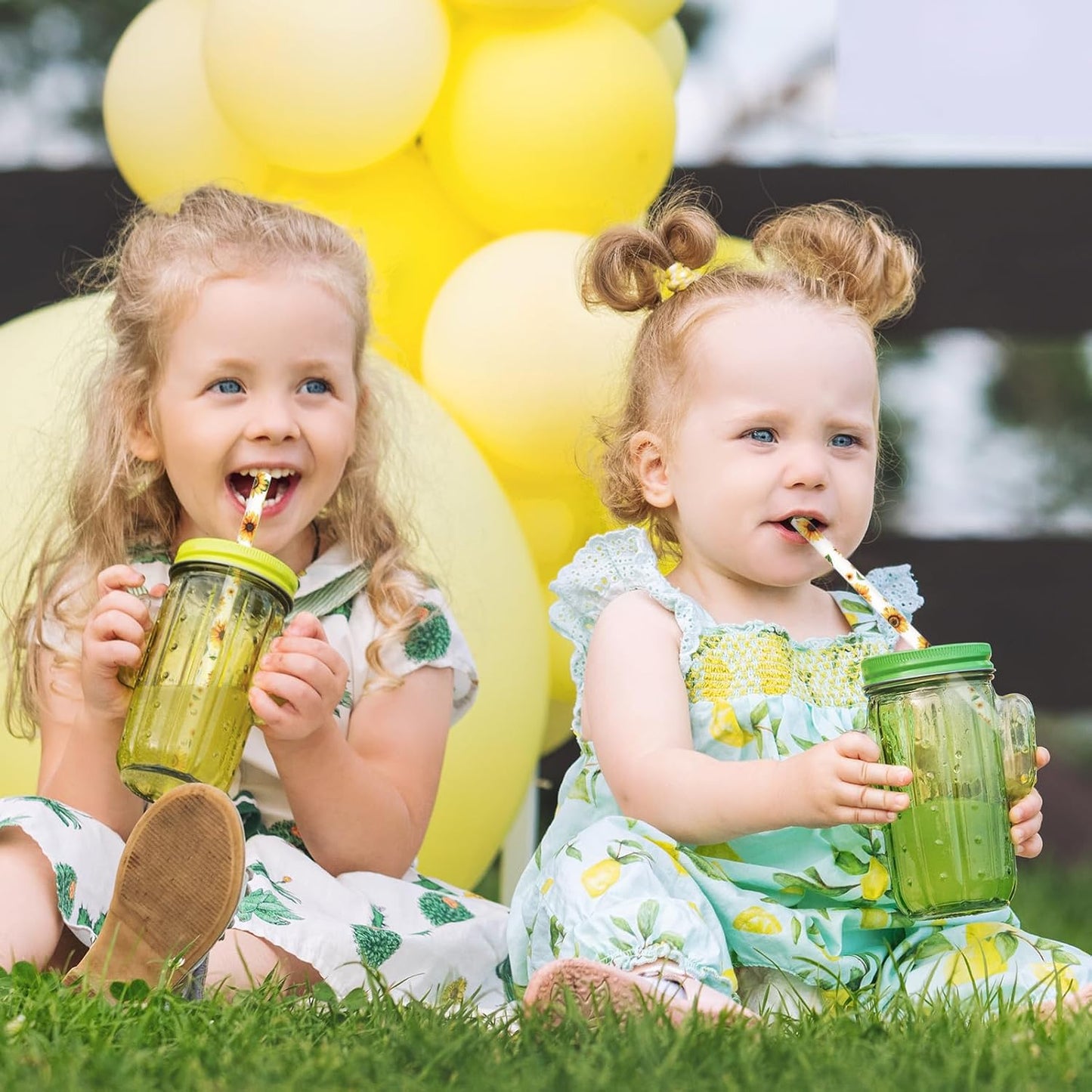 200Pcs Sunflower Paper Straws Watercolor Yellow Floral Disposable Drinking Straws Summer Party Straws for Juice Shake Cocktail Birthday Baby Shower Wedding Party Supplies