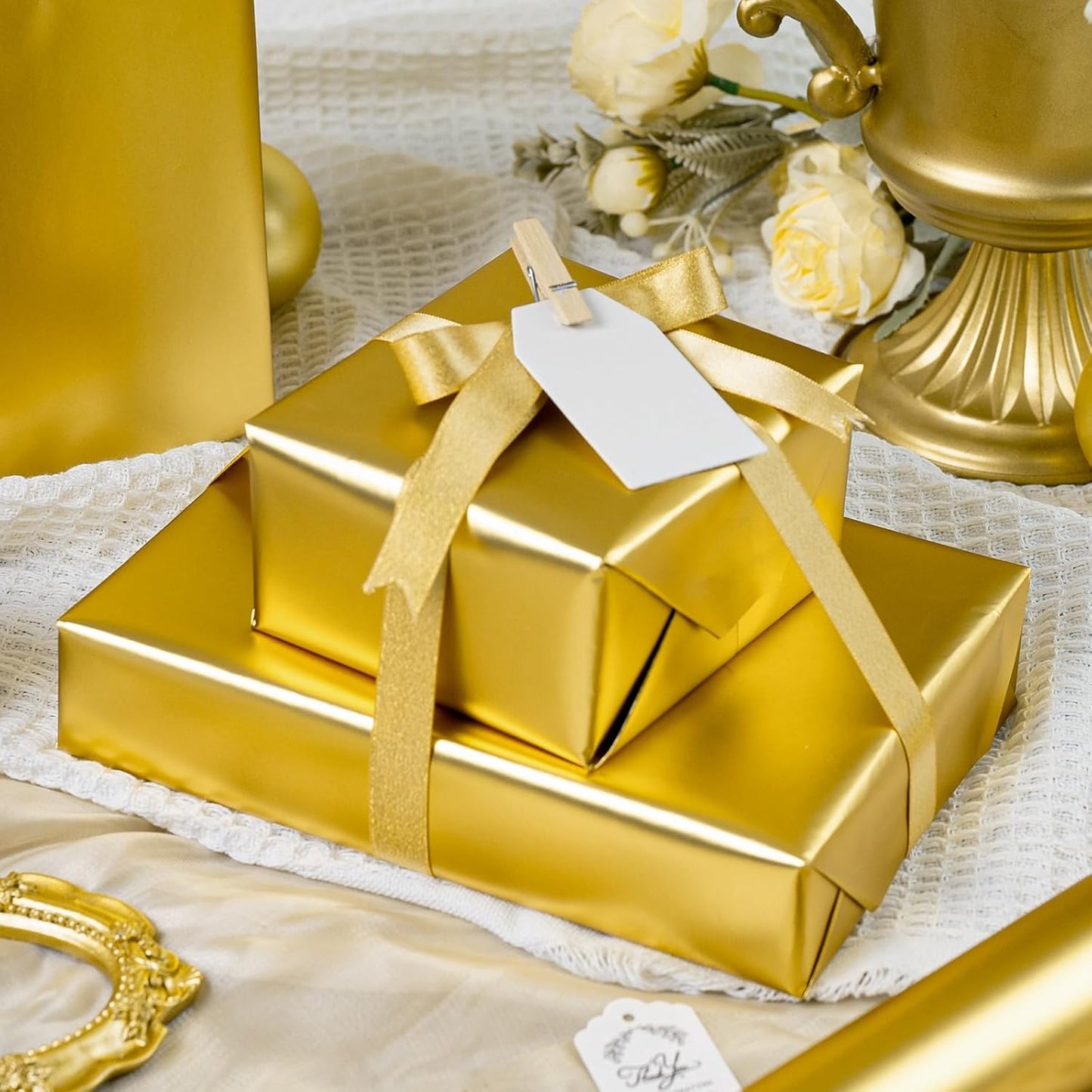 Garbendy Gift Wrapping Paper Roll-Solid Color Pearly-Lustre Paper,Perfect for Wedding, Valentine's Day,Birthday, Christmas,Baby Shower, Party - 17 Inch X 33 Feet