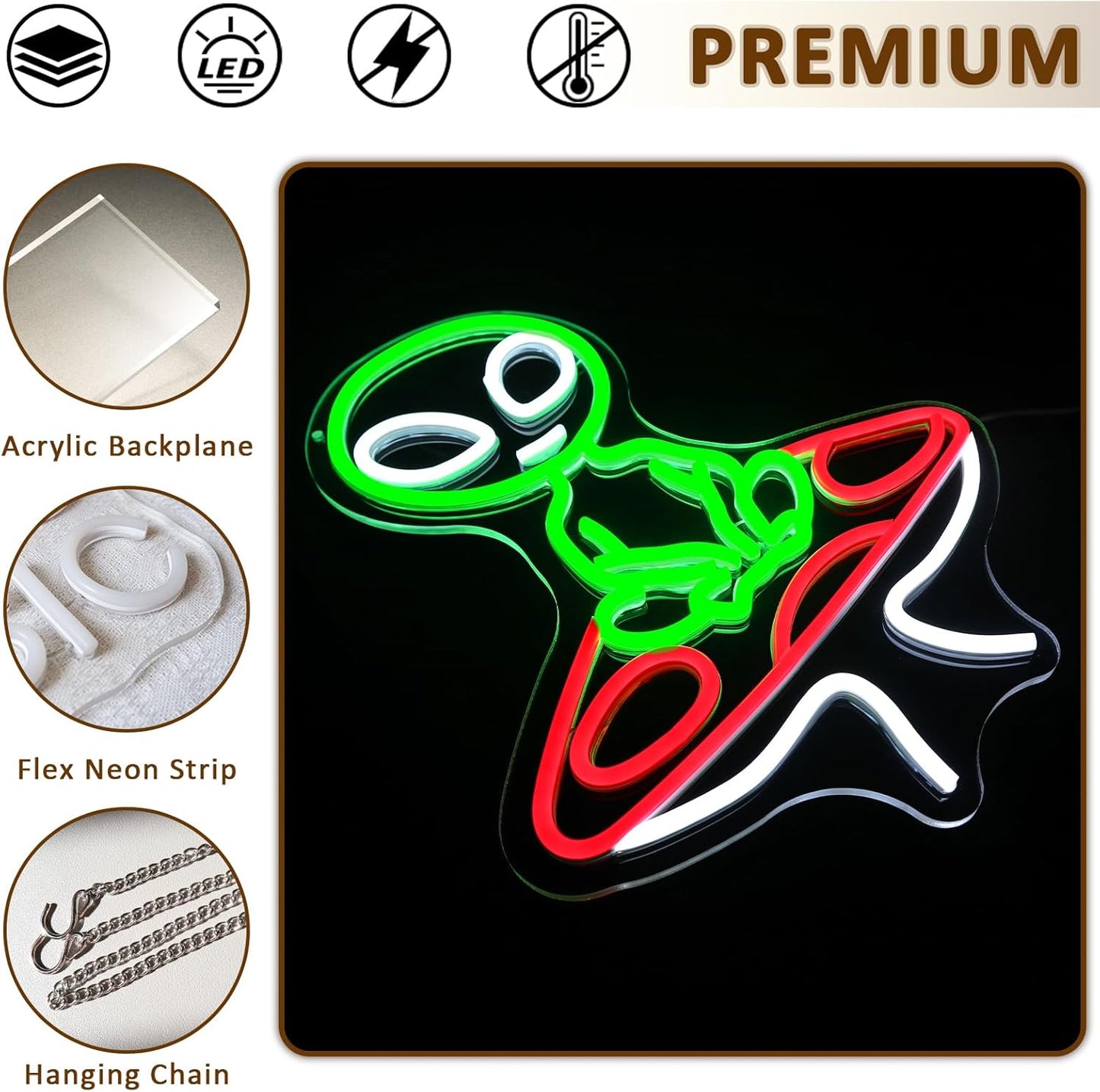 Mushroom Alien Neon Sign for Wall Decor, USB Dimmable Green Alien Neon Lights for Bedroom, Home, Game Room, Party, Beer Bar, Hip Hop Pub, Man Cave, Yoga Gifts