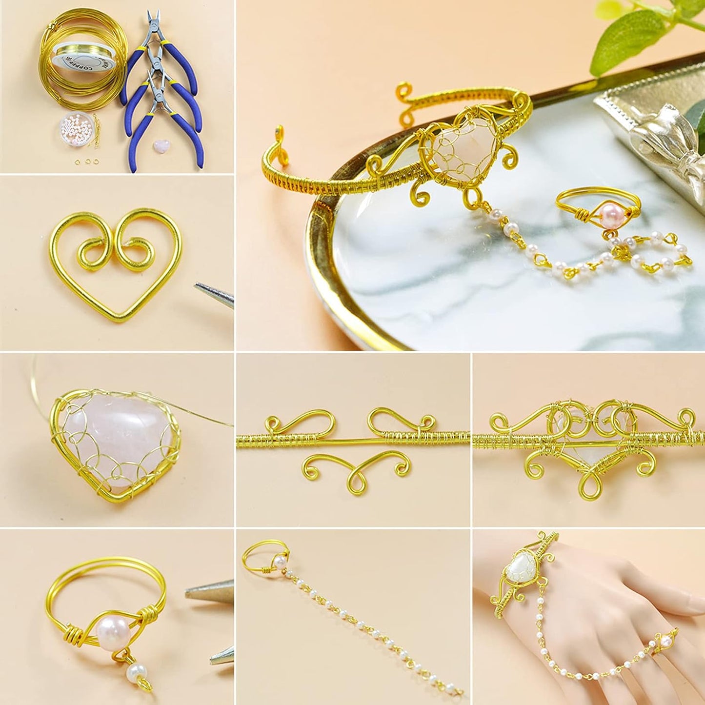 Fashewelry 52 Feet 4mm Gold Aluminum Wire Bendable Metal Craft Wire for Beading Sculpting Jewelry Making