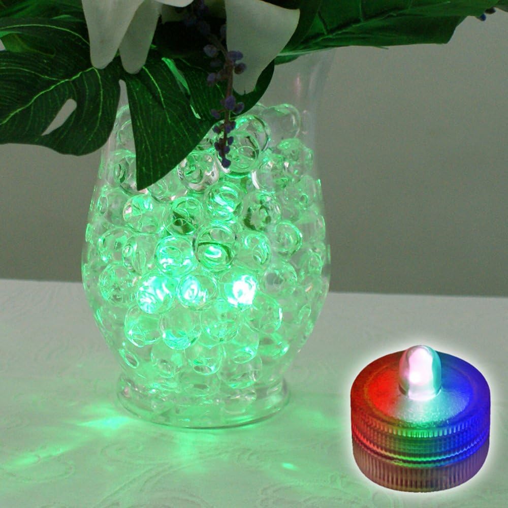 Submersible LED Lights cr2032 Battery Powered Underwater Waterproof LED Tea Light Candles for Events Wedding Centerpieces Vase Floral Xmas Holidays Home Decor Lighting(Pack of 12) (Multi-colored)