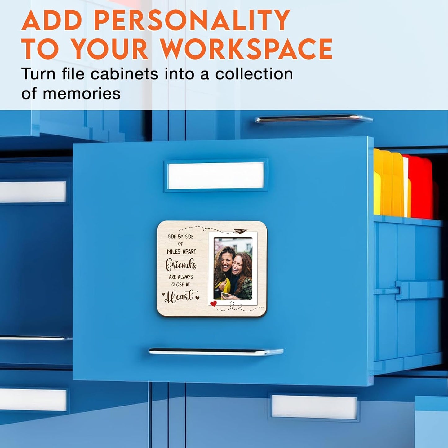 Magnetic Picture Frames - ALWAYS CLOSE AT HEART - Christmas Gift Birthday Gift for Friends, Besties - Unique Magnet Photo Frame For Women - Magnetic Frames for Refrigerator, Locker & More