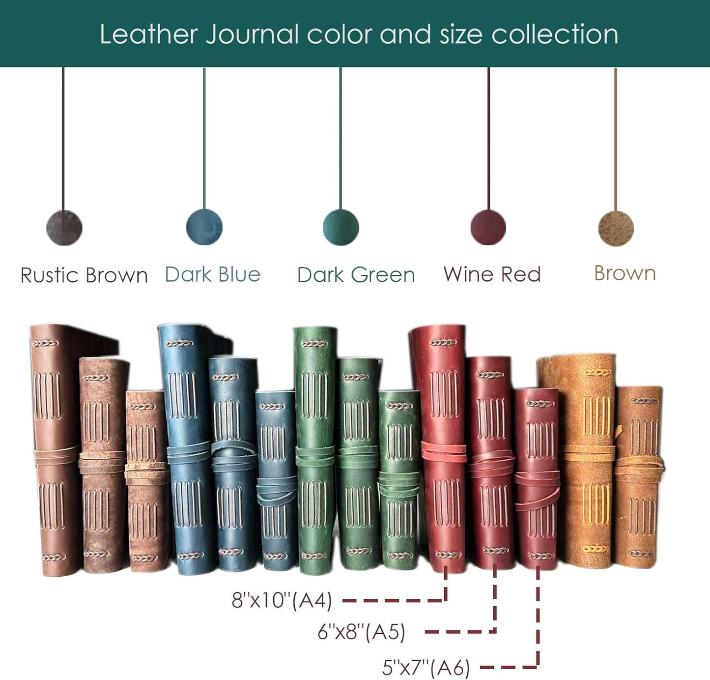 Large Notebook Journal - Genuine Leather Journals for Writing A4 Size Diary 8x10 Inch, Notepad For Women and Man, Gifts,Work,Travel Dark Green