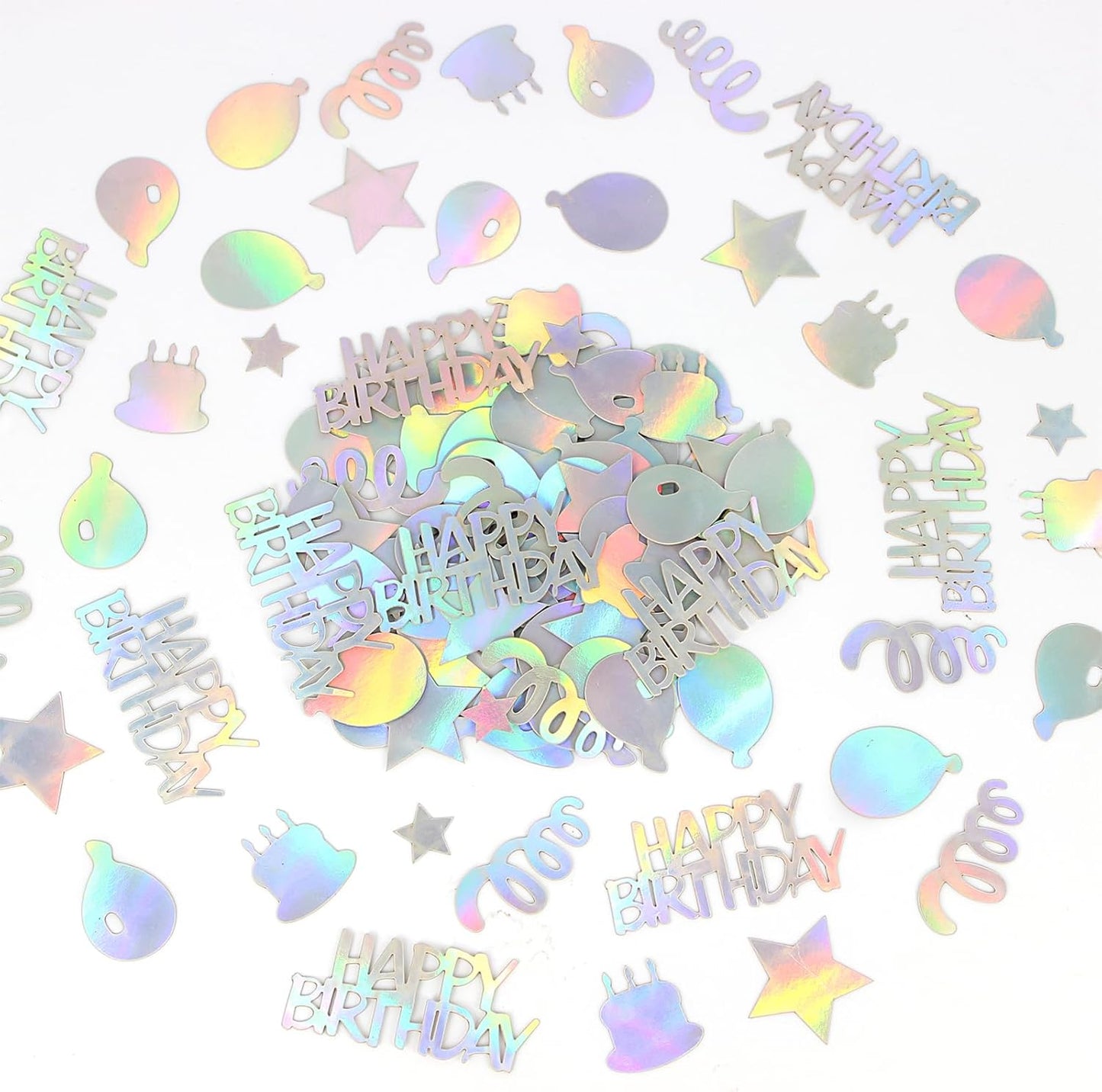 Happy Birthday Confetti for Table Iridescent Balloon Star Shaped Table Scatter Suitable for Disco Themed Birthday/Anniversary Party Decorations