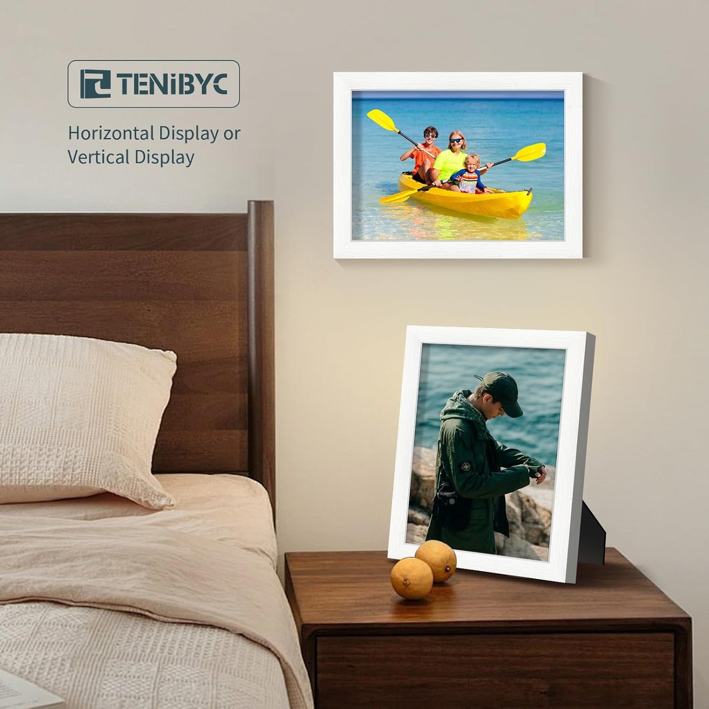 9x12 Frame 3 Pack - White Woodgrain, HD Tempered Glass, 9 x 12 Picture Frame for Photos, Tabletop or Wall Display