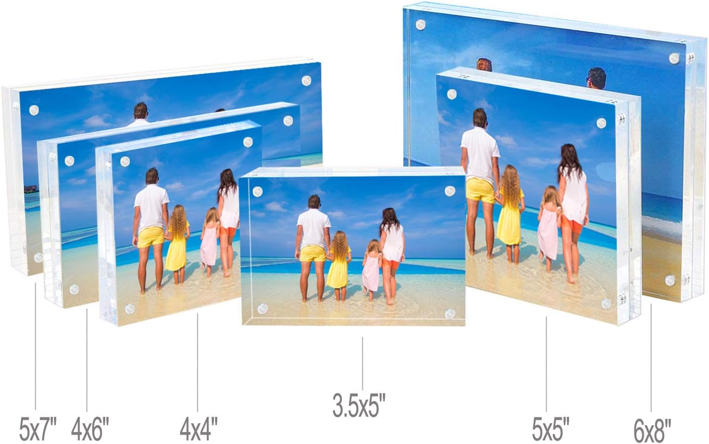 Meetu Acrylic 4x4 Picture Frame Clear Two Sided Desk Photo Frame Magnetic Frame Inner Size 3x3 with Gift Pack for Display Family Pictures Baby Photos Friends Pictures or Pet Dog Picture(2 Pack)