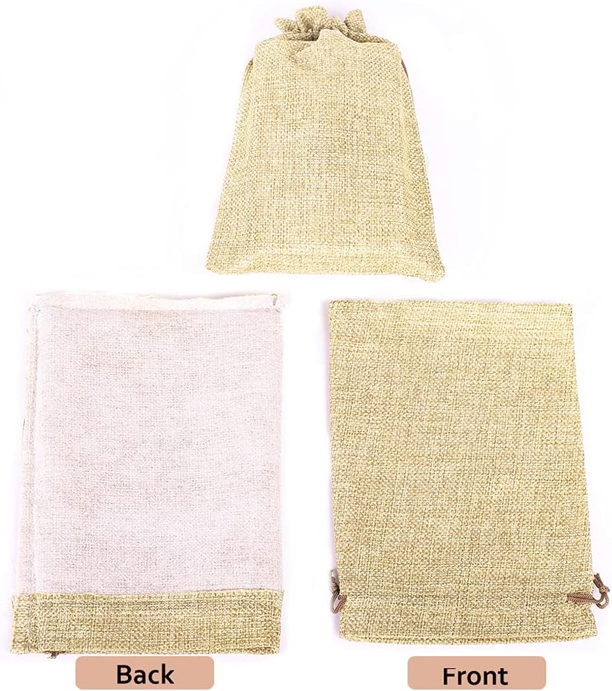 LYSXP 50PCS Burlap Bags with Drawstring,5x7 Inch Cream color Drawstring Gift Bag Jewelry Pouches for Wedding Party Favors, DIY Craft