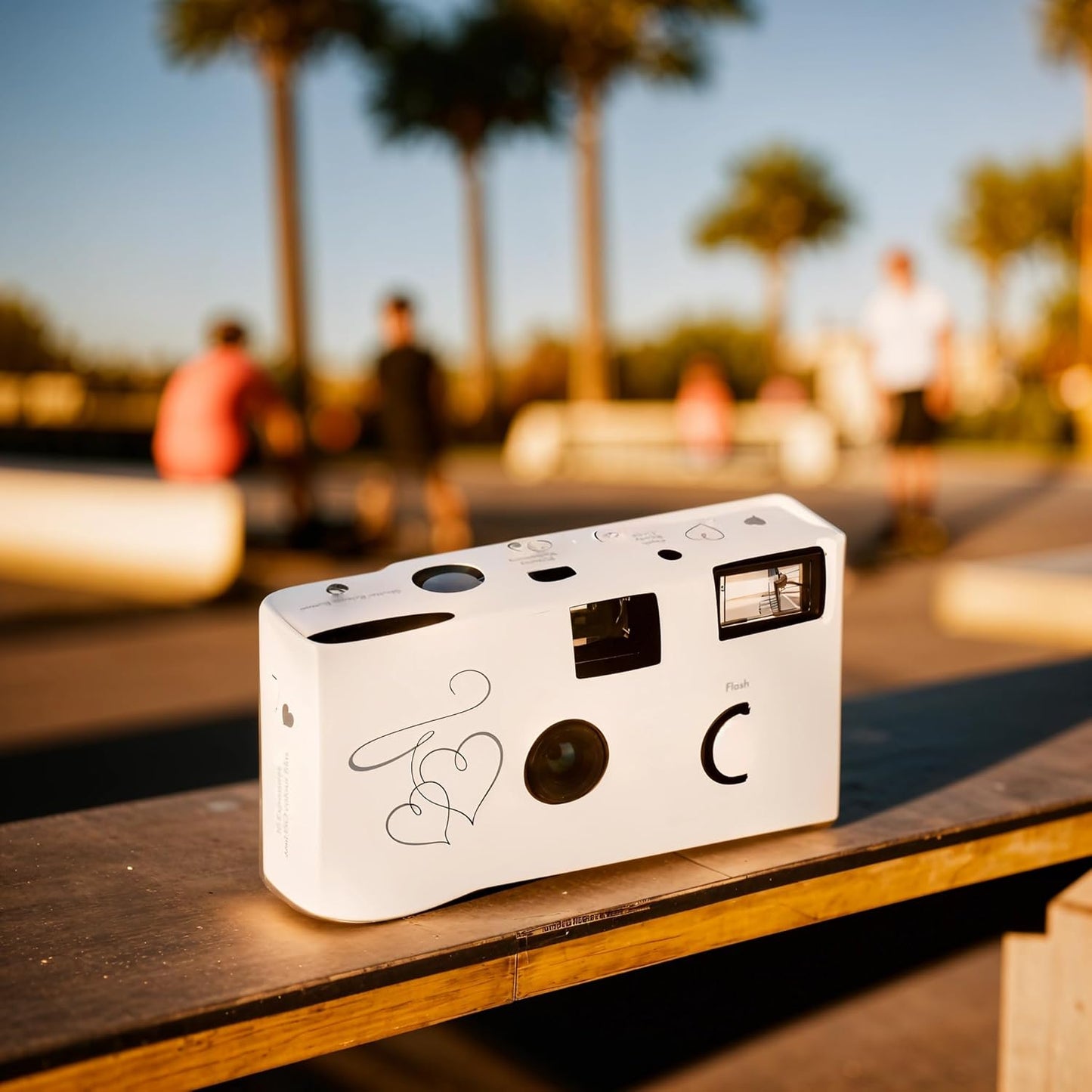 Weddingstar Disposable Camera with Flash - Single Use 35mm Film Camera for Wedding or Party Favors - Silver Enchanted Hearts