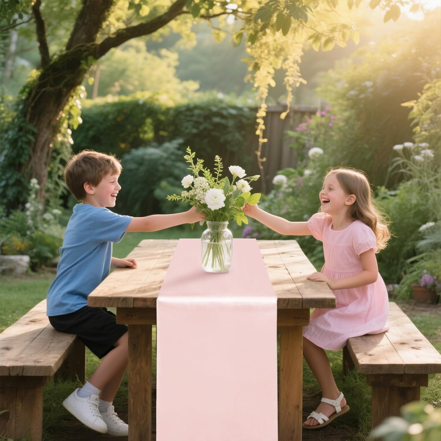 10 Pack Satin Table Runner 12 x 108 Inch Long Rose Gold Silk Table Runner for Wedding Party Banquet Birthday Decoration