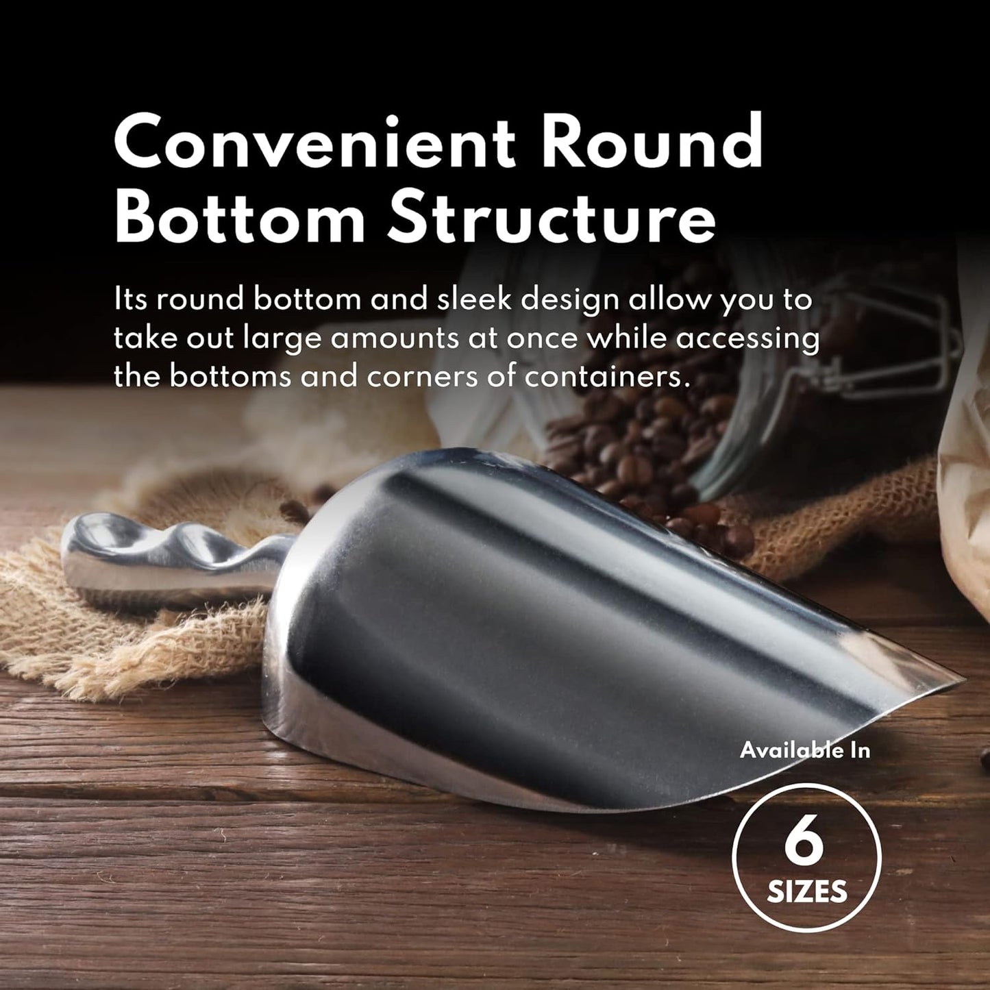 New Star Foodservice 34547 One-Piece Cast Aluminum Round Bottom Bar Ice Flour Utility Scoop, 24 -Ounce, Silver (Hand Wash Only)