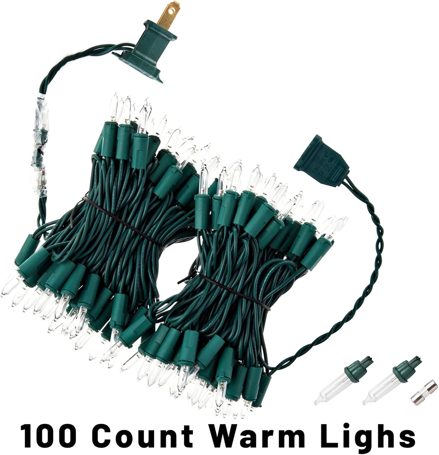 Christmas Lights for Tree 20Ft 100 Count Mini Lights Green Wire Christmas Tree Lights Waterproof Incandescent Bulb for Indoor Outdoor Xmas Holiday Wedding Home Party Decorations Clear