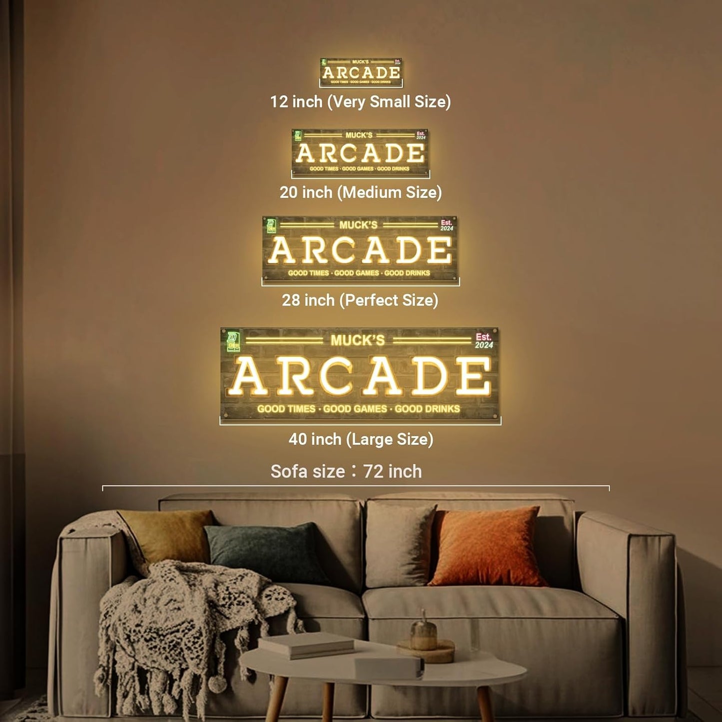 Custom Arcade Neon Sign for Wall Decor, Personalized LED Neon Name Sign, Dimmable Customized Arcade Light Up Signs for Playroom Gaming Zone Man Cave Bedroom Decoration, Men Boy Gamer Birthday Gifts