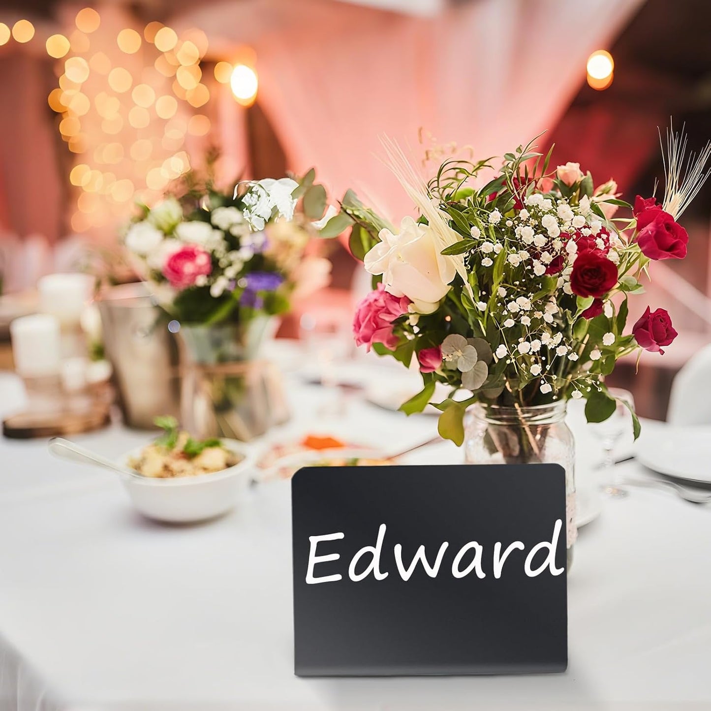 12PCS Mini Chalkboard Signs, 4"x3" Food Labels for Party Buffet, Reusable Table Sign Chalk Board for Weddings, Birthday Parties, Message Board Signs and Event Decoration