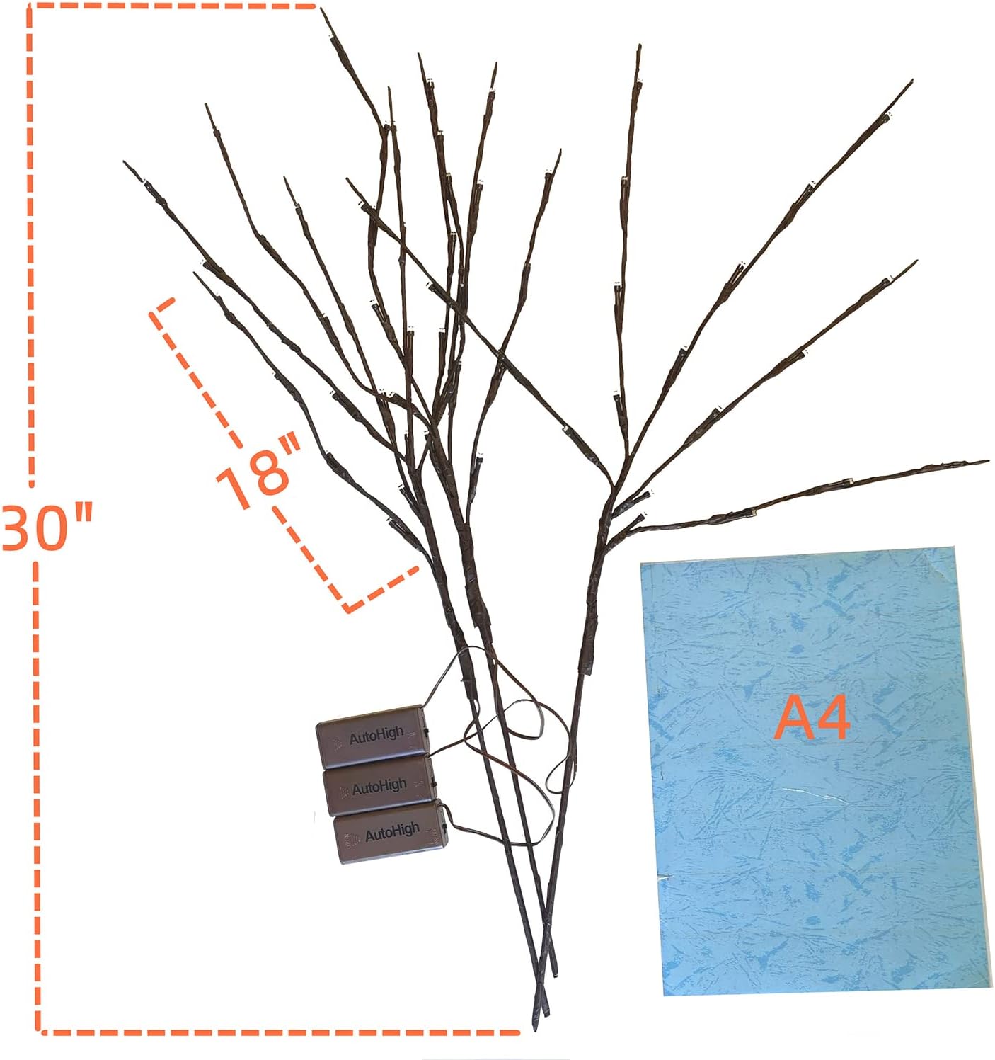 3 Pack Warm White Lighted Branches 60 LED Twig Lights Lighted Plants Artificial Twinkle Willow Branch Lamp Home Fairy Light Up Branch for Vases Holiday Party Indoor Decor Battery Operated para Casa