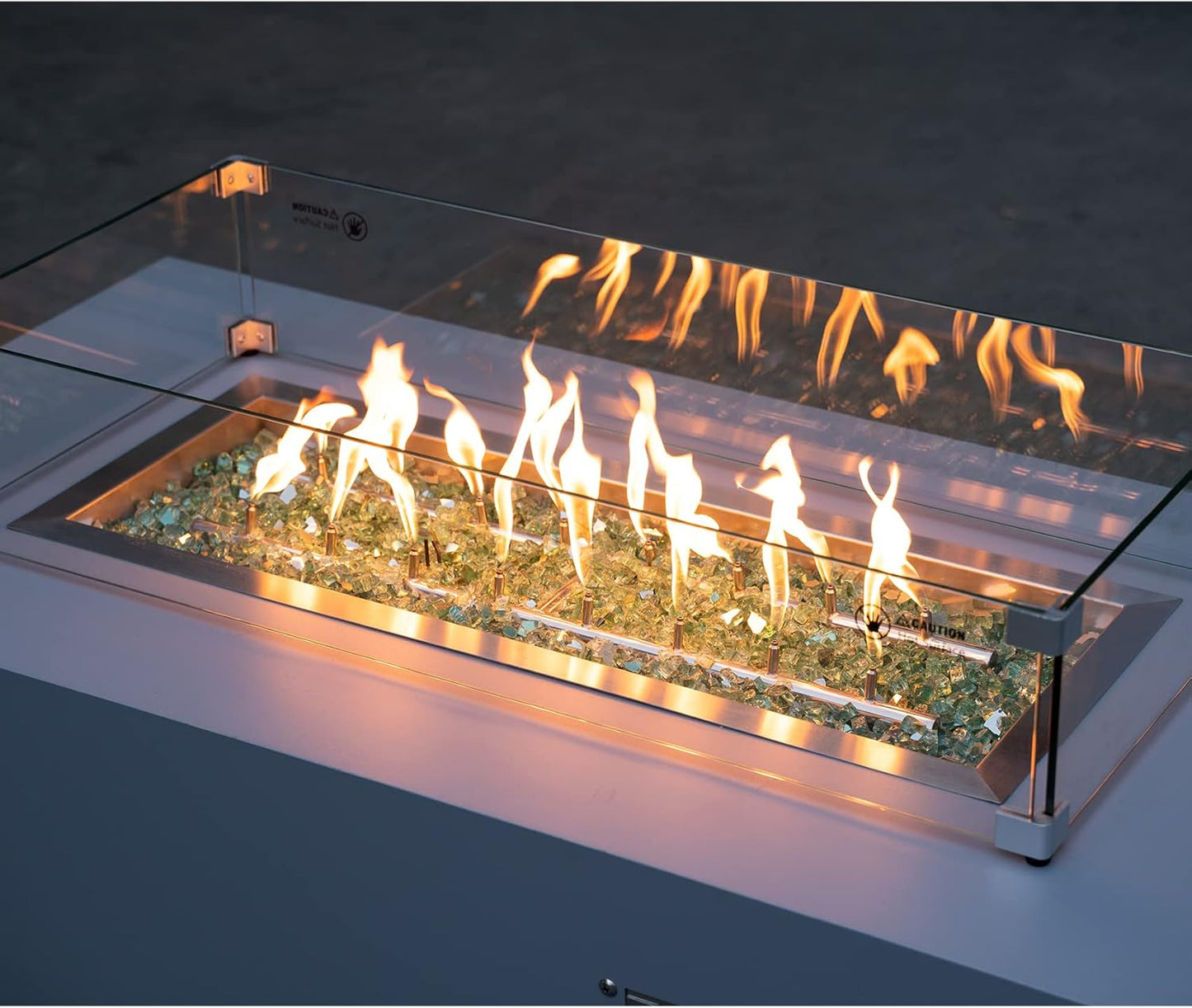 Stanbroil 10-Pound Fire Glass - 1/2 inch Reflective Tempered Fire Glass for Fireplace Fire Pit, Light Green Reflective