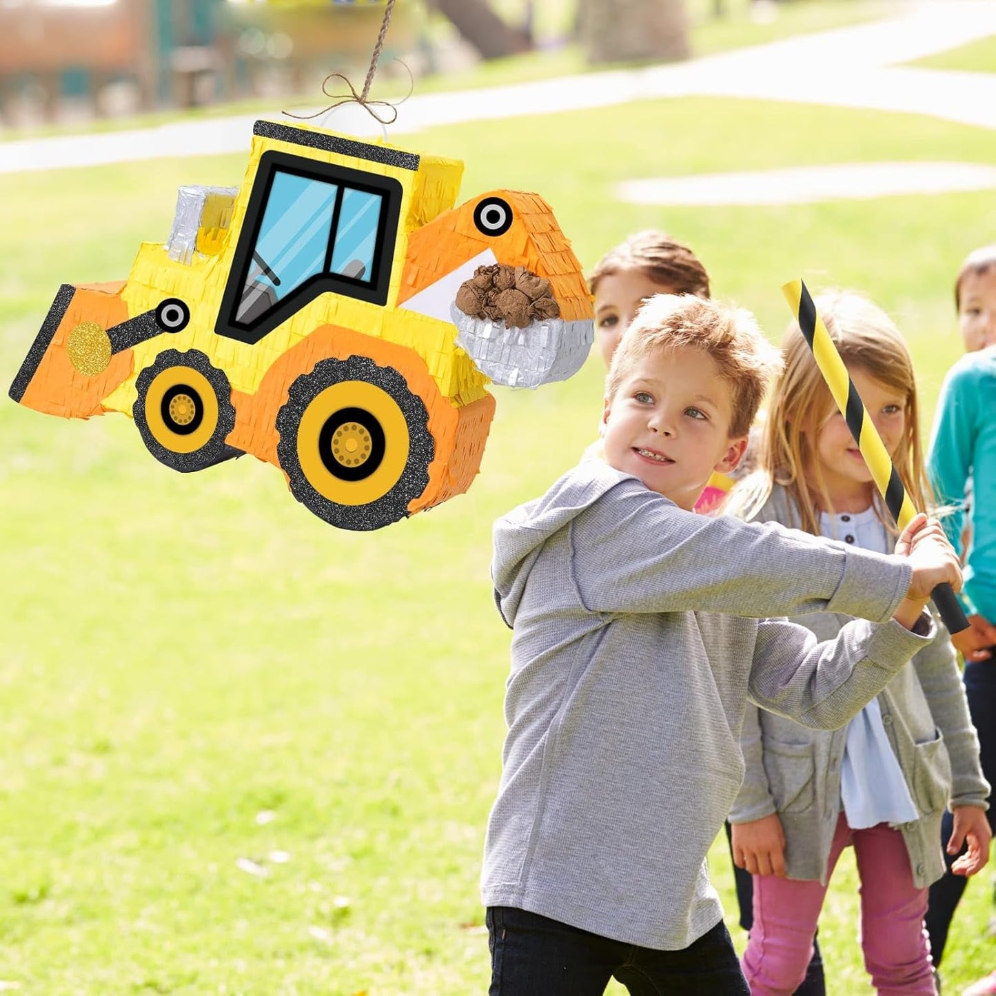 WERNNSAI Construction Pinata - Construction Party Supplies Dump Truck Pinata with Blindfold and Bat for Boys Kids Tractor Excavator Theme Birthday Party Game Decorations