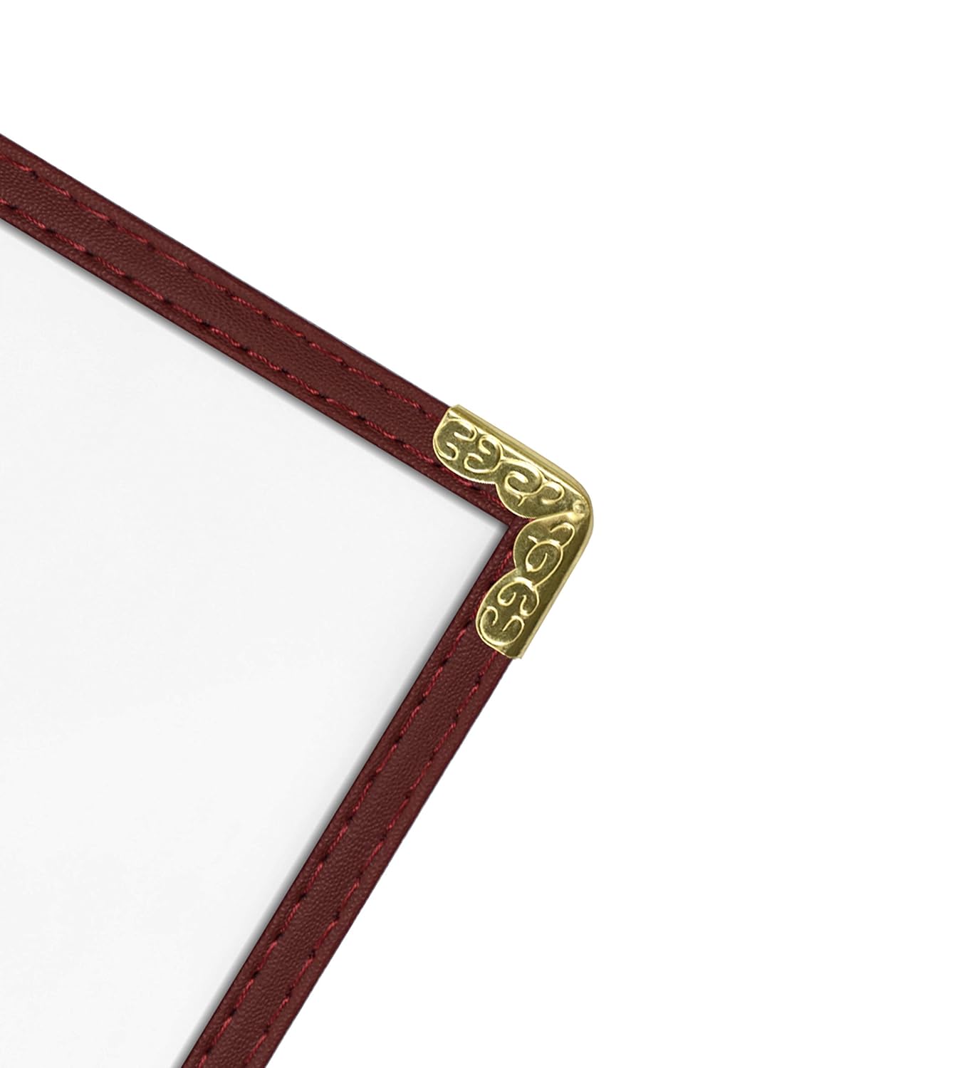 Goodsmart Restaurant Menu Covers - Burgundy, 25 Pack, 8.5" x 11", 3-Page/6-View, Side-Loading Vinyl Menu Holders, Clear Sleeves, Double-Stitched Edge, Leather-Style Café Covers with Gold Corners