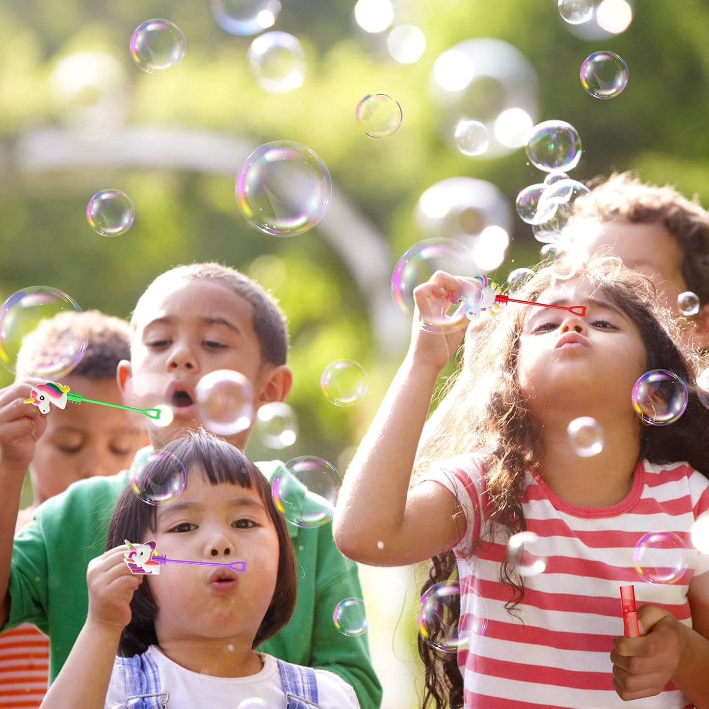 AFZMON 24 Unicorn Party Favors Bubble Wands for Kids, Rainbow Horse Mini Bubbles Wand Toys, Rainbow Theme Birthday Party Supplies Goodie Gift Bag Stuffers Pinata Classroom Prizes