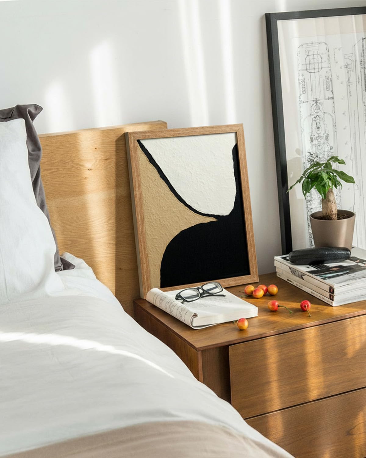 VIYYIEA Framed 3D Textured Wall Art, Handmade Paper Artwork,12x16inch, Modern Minimalist Neutral Decor for Living Room Bedroom Shelf, Black White Beige Abstract Picture