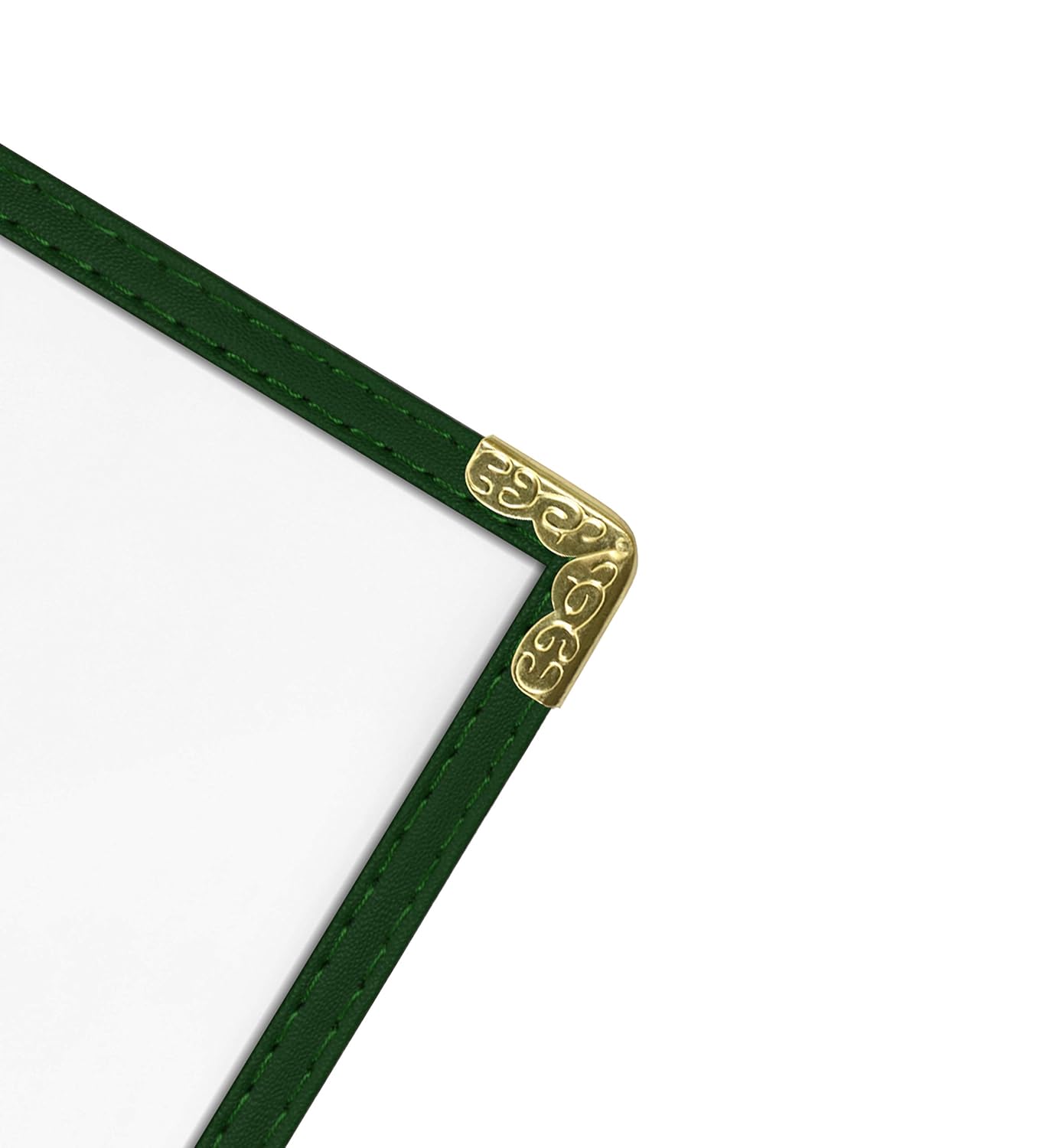 Goodsmart Restaurant Menu Covers – 25 Pack Green 6-View Booklet 8.5" x 14", Side-Loading Vinyl & Plastic Menu Holders, Clear Menu Sleeves, Leather-Style Café Covers with Gold Corners
