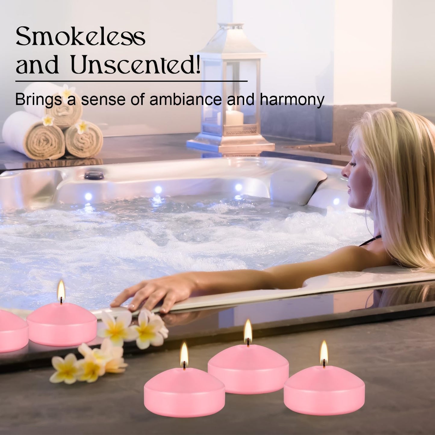 12 Pcs 3 inch Romantic Pink Floating Candles, Smokeless and Unscented, Burns for 8-10 Hours, are Ideal for Weddings, Parties ,Vacations, and Home Decorations