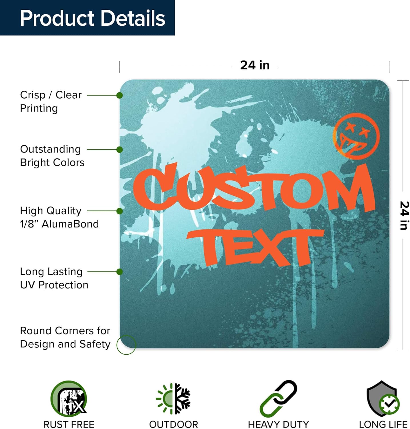 Custom Sign, Custom Street Sign, 11 Font Colors, 13 Font Styles, 4 Hole Options, 22 Sizes, 24x24 Inches, Rust Free DiBound, Fade Resistant, Made in USA by My Sign Center (Graffiti)