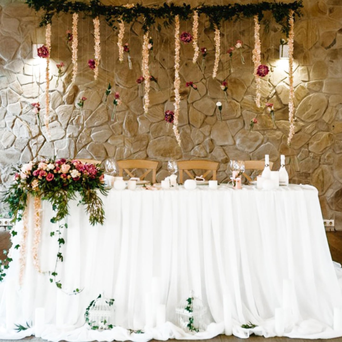 1 Pack Cheesecloth Table Runner 10Ft Christmas Gauze Boho Table Runners for Wedding Decor Bridal Shower Decorations Baby Shower Party(35" x 120")