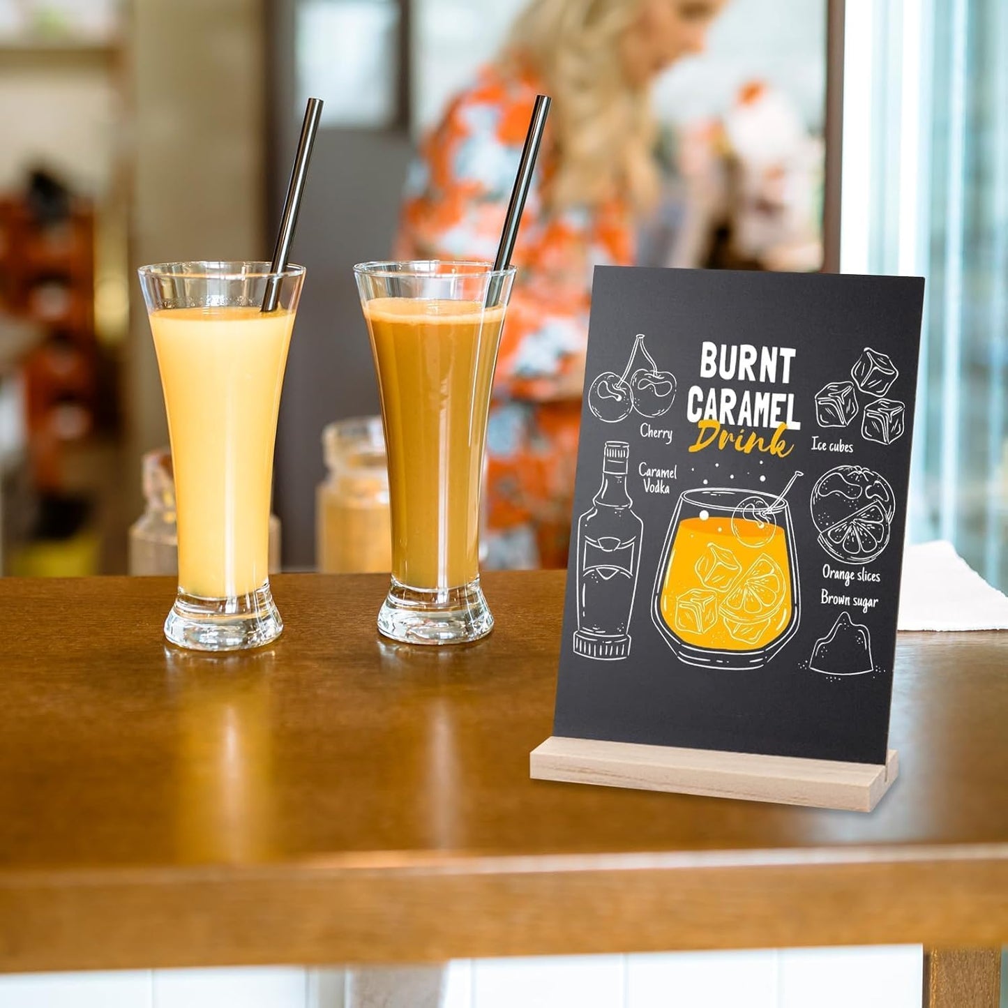 Small Chalkboard Signs, Double Side 6 x 9 Inch Wooden Tabletop Chalkboard Sign with Base Stands - Set of 6, Decorative Mini Table Signs Message Chalk Board Sign for Kitchen Wedding Bar and Restaurant