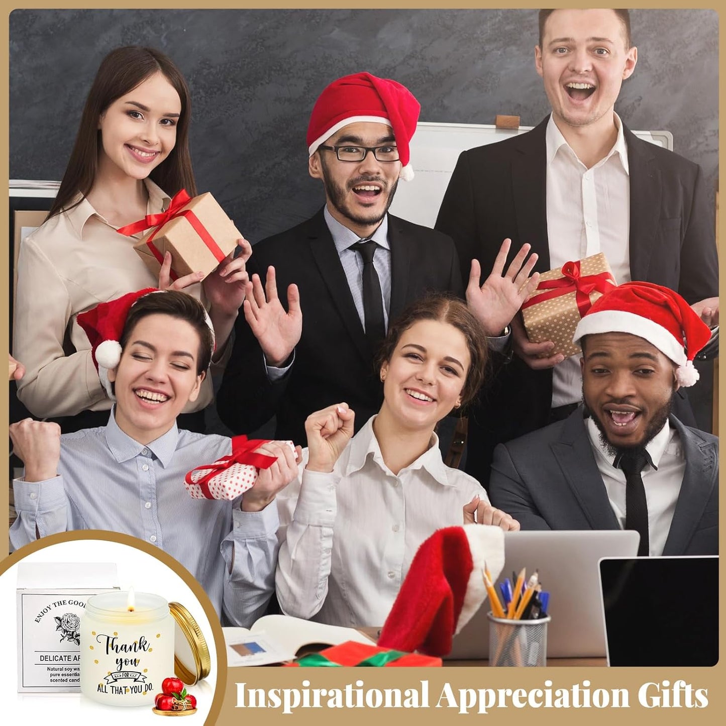 Roowest 10 Jars Thank You Gift Candles 3.5 oz Employee Appreciation Gifts Bulk Soy Wax Jar Inspirational Candle Thank You Gifts for Coworkers Employee Women Secretaries Teacher(Elegant)