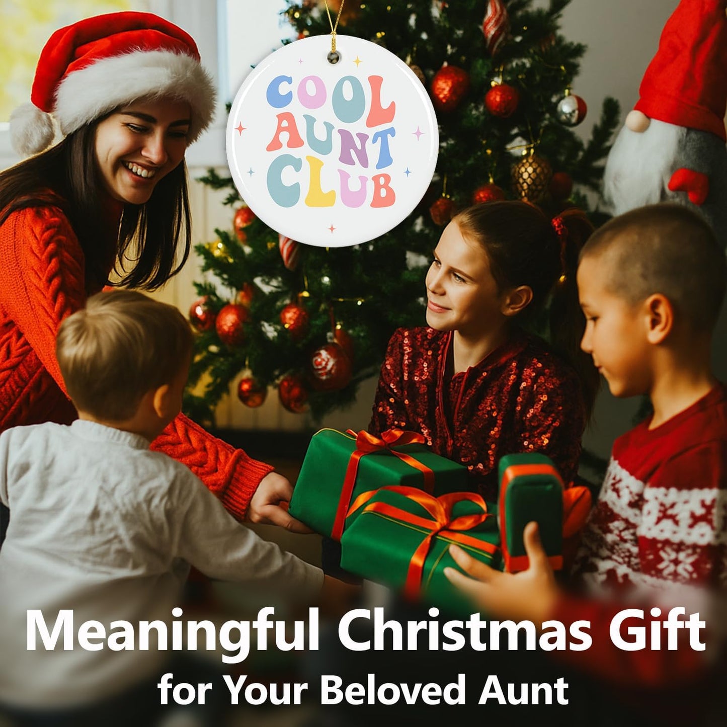 NewEleven Gifts for Aunt from Niece, Nephew for Auntie, Sister - Auntie Announcement, Promoted to Aunt, Best Aunts Ever Gift - Christmas Tree Decoration Ceramic Ornament