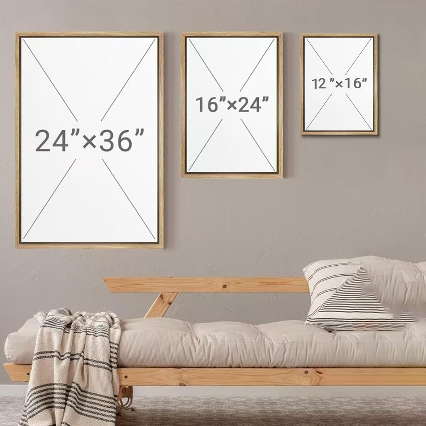 myusuar 3 Piece Large Modern Abstract Canvas Framed Wall Art For Living Room, Beige Minimalist Wall Art Decor Posters Prints For Bedroom Office, 12x16in