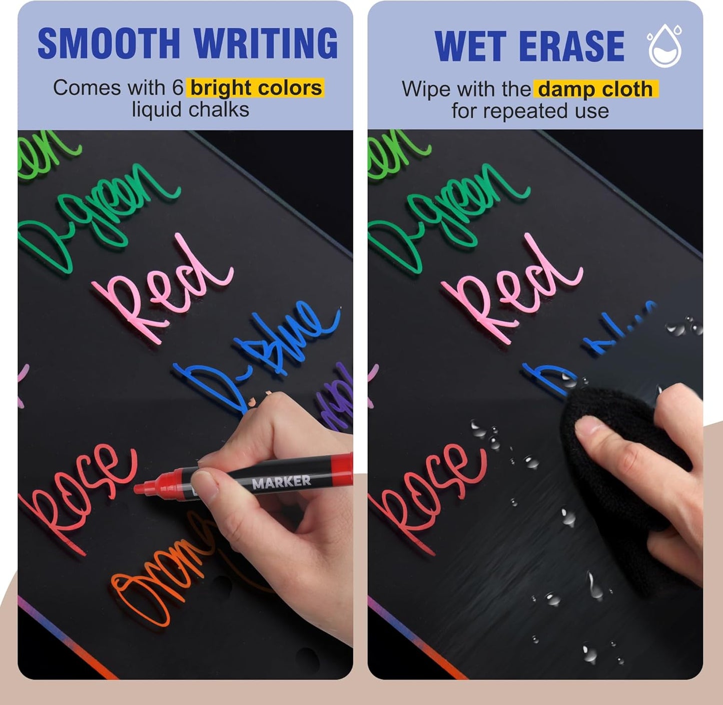 SELEAD Acrylic Clear Board Bar Sign - 2 Pack 8x12 Inch DIY Words Sign Board with Wooden Stand, Tabletop Double-Sided Menu Message Note Board for Business, Wedding, Events